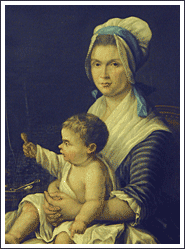 Anna Gerhardina Ries, geb. Horst mit dem einjährigen Ferdinand im Jahre 1785, Öl/Lwd., Privatbesitz