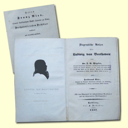 Franz Gerhard Wegeler, Ferdinand Ries: Biographische Notizen über Ludwig van Beethoven, Koblenz 1838 