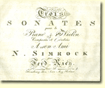 Ferdinand Ries, 3 Sonaten für Klavier und Violine, 1817, Nikolaus Simrock gewidmet, op.38